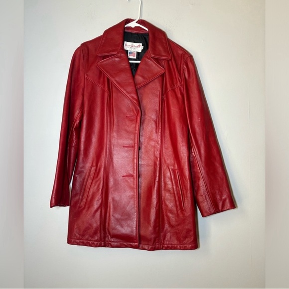 Vintage rose schott by schoot N.Y.C red genuine leather coat jacket size M - Picture 1 of 11